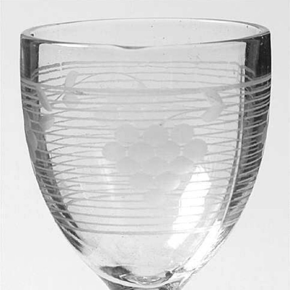 Vintage Depression Pressed Glass "Grape on Grid" Wine Cordial Stem Glasses (2) - Picture 3 of 7